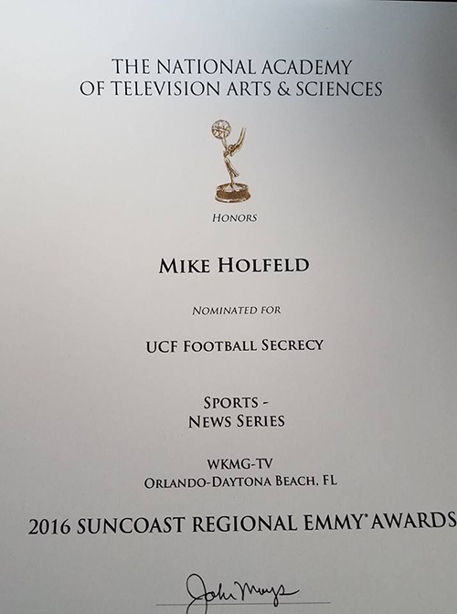 Mike Holfed - Emmy Award