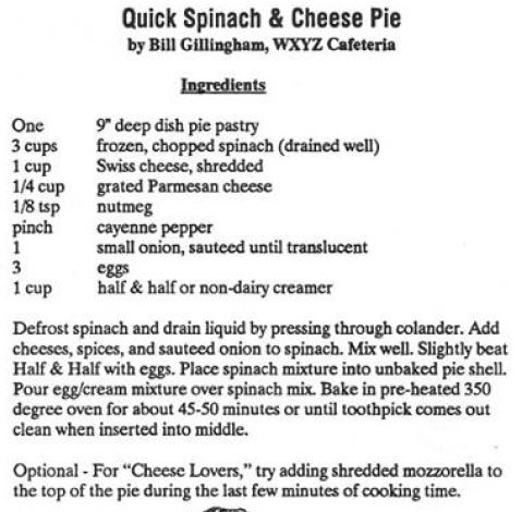 Bill Gillingham - Quick Spinach & Cheese Pie