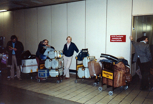 Vince Wade, Mike Kalush, Jim Meredith at Heathrow customs - Photo by Vince Wade