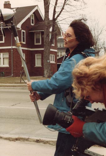 Sioux Goodman and Cathy Alfafara on location - March 27, 1984