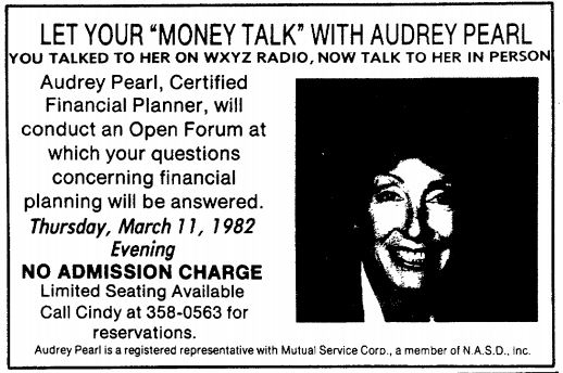 Advertisement in the Gross Pointe news, March 4, 1982