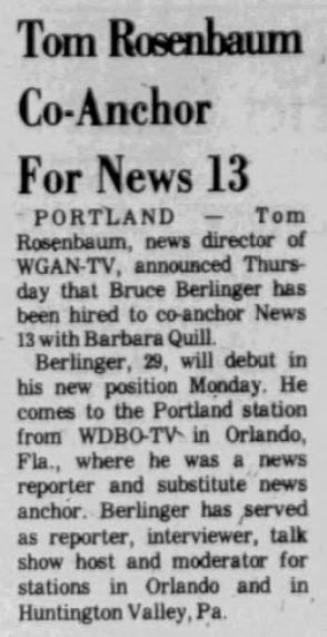 Tom Rosenbaum Co-Anchor for News 13