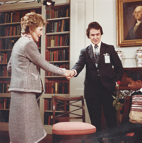 Kelly Burke at the White House interviewing First Lady Nancy Nancy Reagan