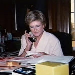 Jeanne Findlater at her desk at WXYZ-TV