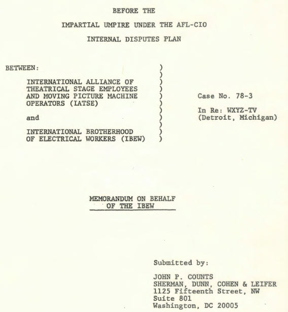 IBEW vs IATSE April 27 1978