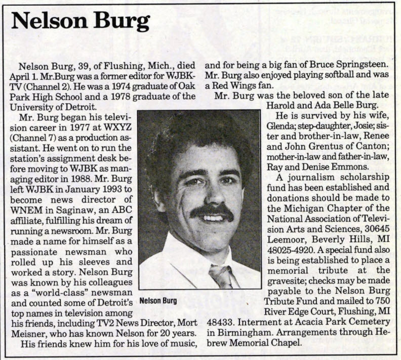 Nelson Burg Obituary