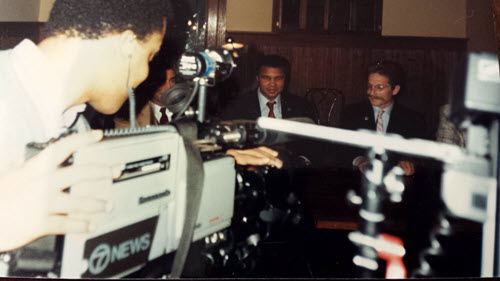 Gary Westbrook, camera, during interview with Muhammad Ali